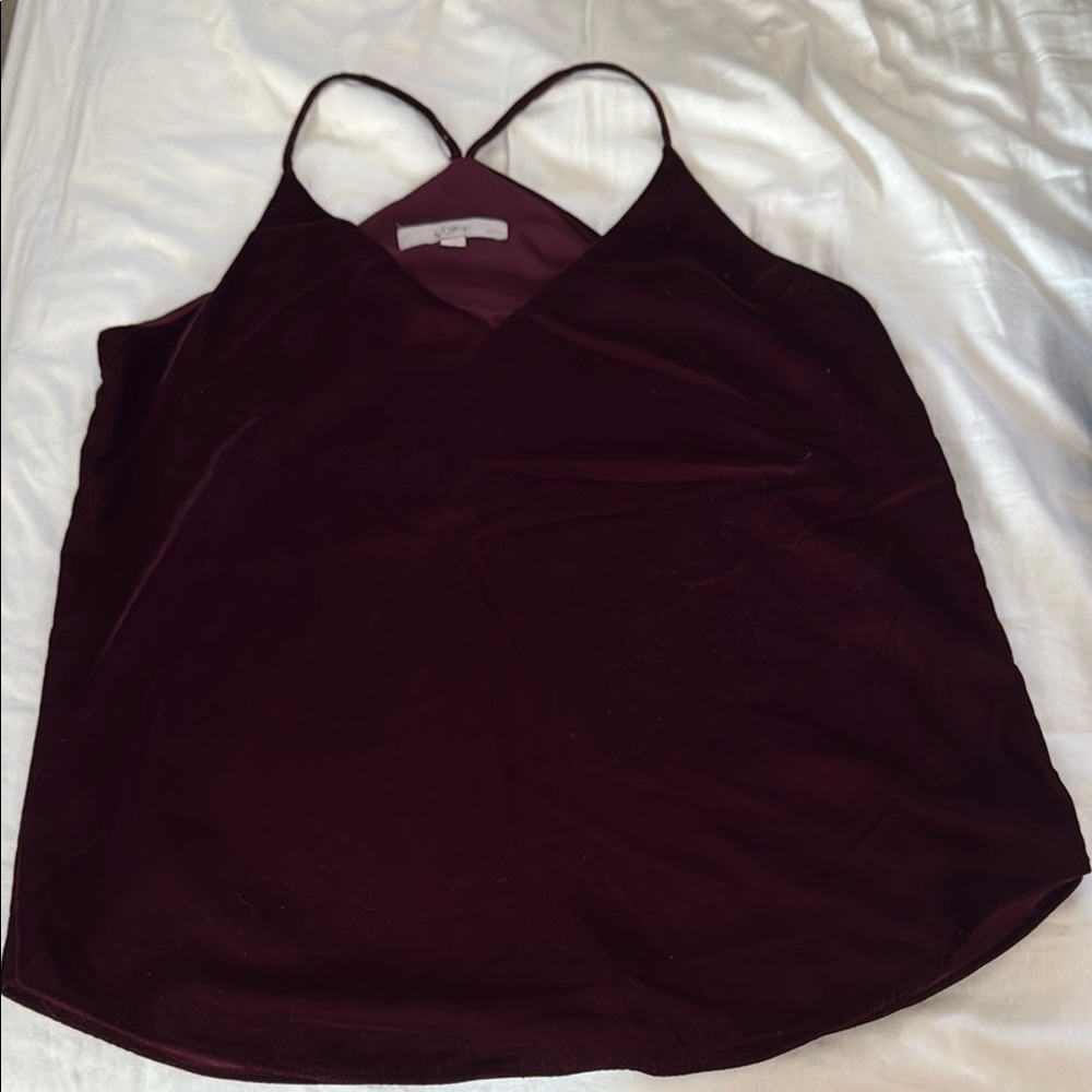 LOFT Dark Burgundy Velvet Tank